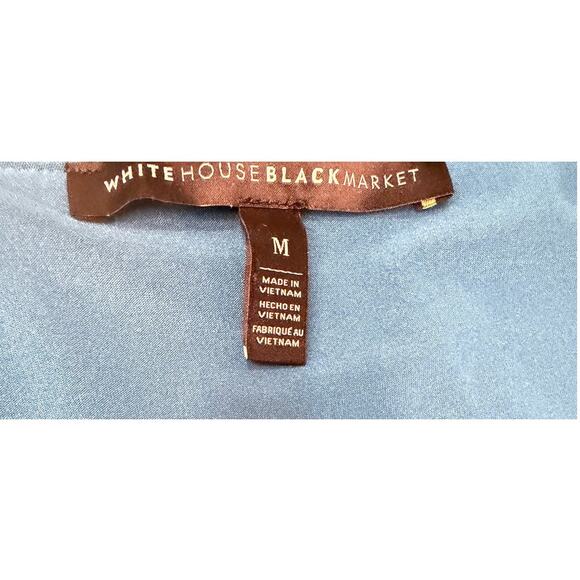 WHBM Teal Tie Front Sleeveless Blouse Ruched Side Polished Stretch Knit Sz M NEW - Picture 5 of 8